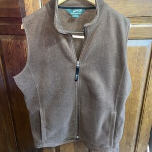 Woolrich Vest Women's Large Faux Suede Sherpa Like Chocolate  Brown‎ Full Zip